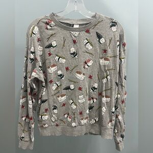 Sushi Cat and Heart Patterned Sweatshirt